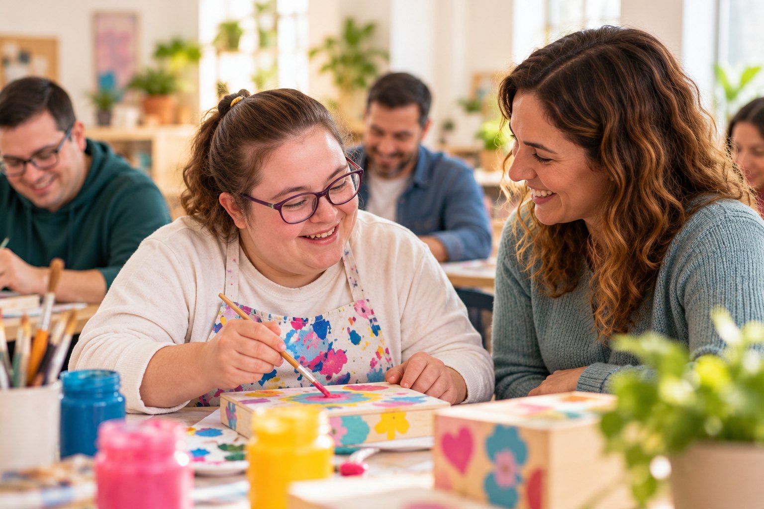 Una mujer participa en un taller creativo.